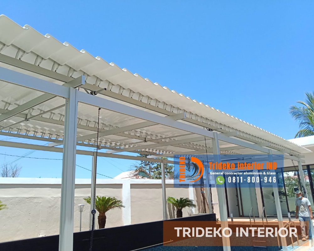 Kanopi Buka Tutup Lovera 5 Atap Kolam Renang Lovera